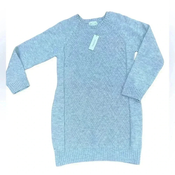 JUN & IVY light grey sweater mini dress in size Small. NWT. - Picture 1 of 6
